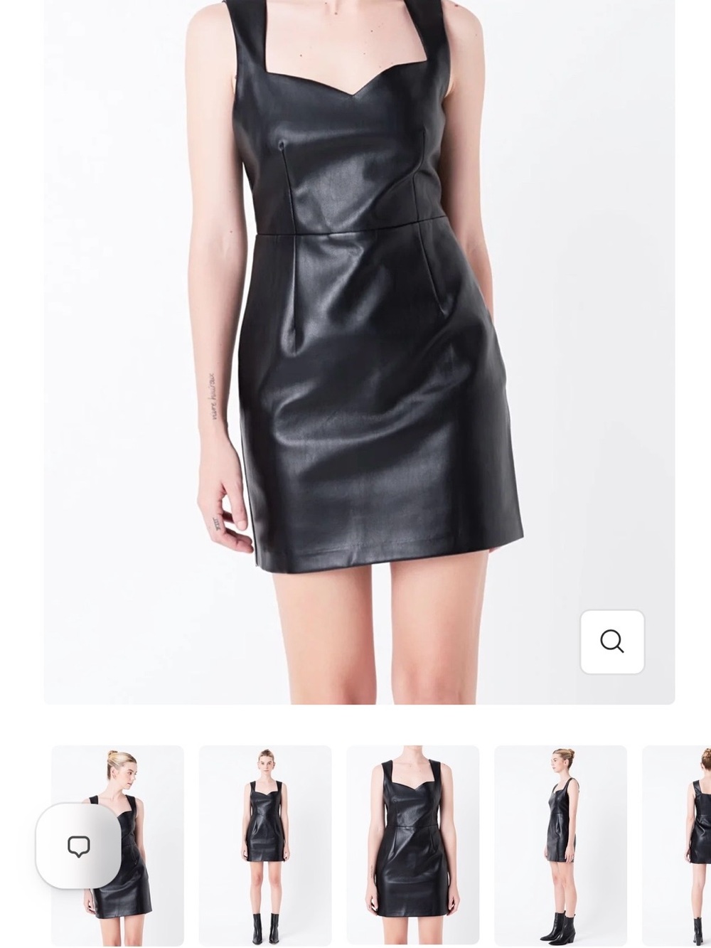 GREY LAB Black Faux Leather Mini Dress